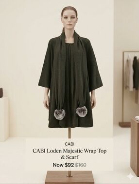 CABI Loden Majestic Wrap Top & Scarf